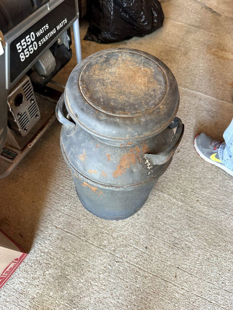 Vintage metal milk can