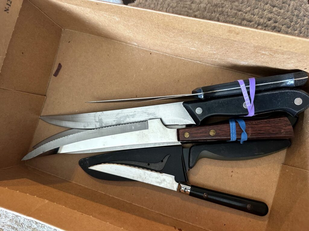 Box of kitchen knives