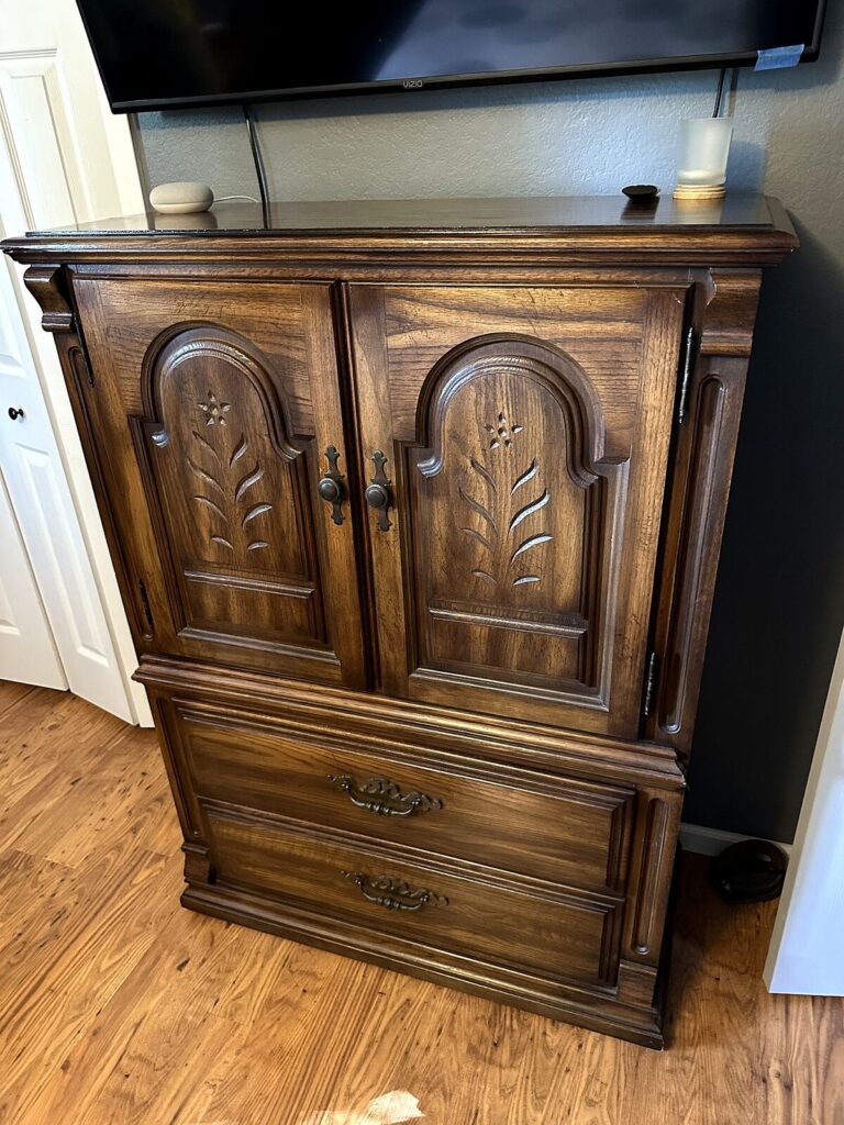 Vintage carved armoire chest