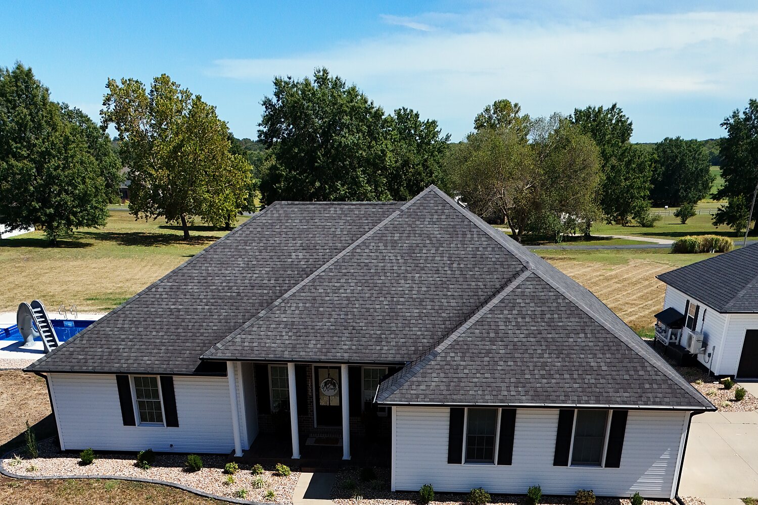 Aerial drone photo of a Curtis and Sons listing near Nevada, Missouri