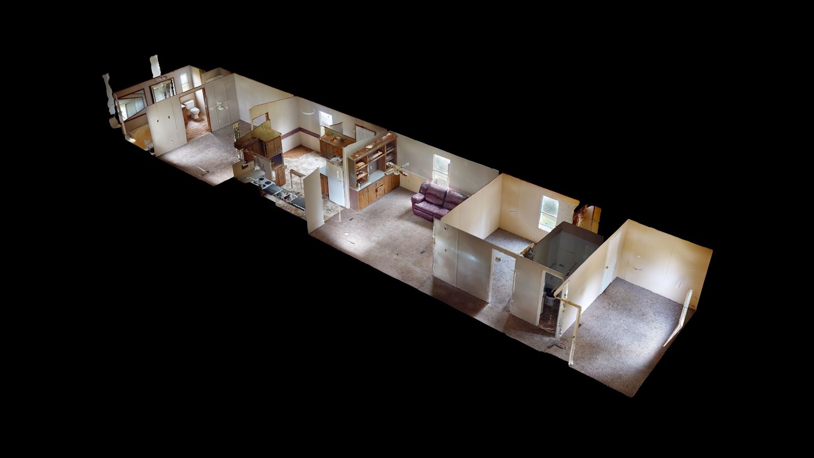 1994 manufactured home (Trailer 4), Estate of Thomas E. Senkevech auction, 17014 E. Long Knife Rd., Nevada, MO — Dollhouse View
